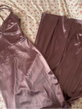 Windsor Satin Two-Piece Set in Dusty Rose